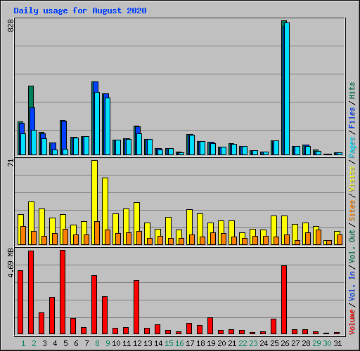 Daily usage for August 2020